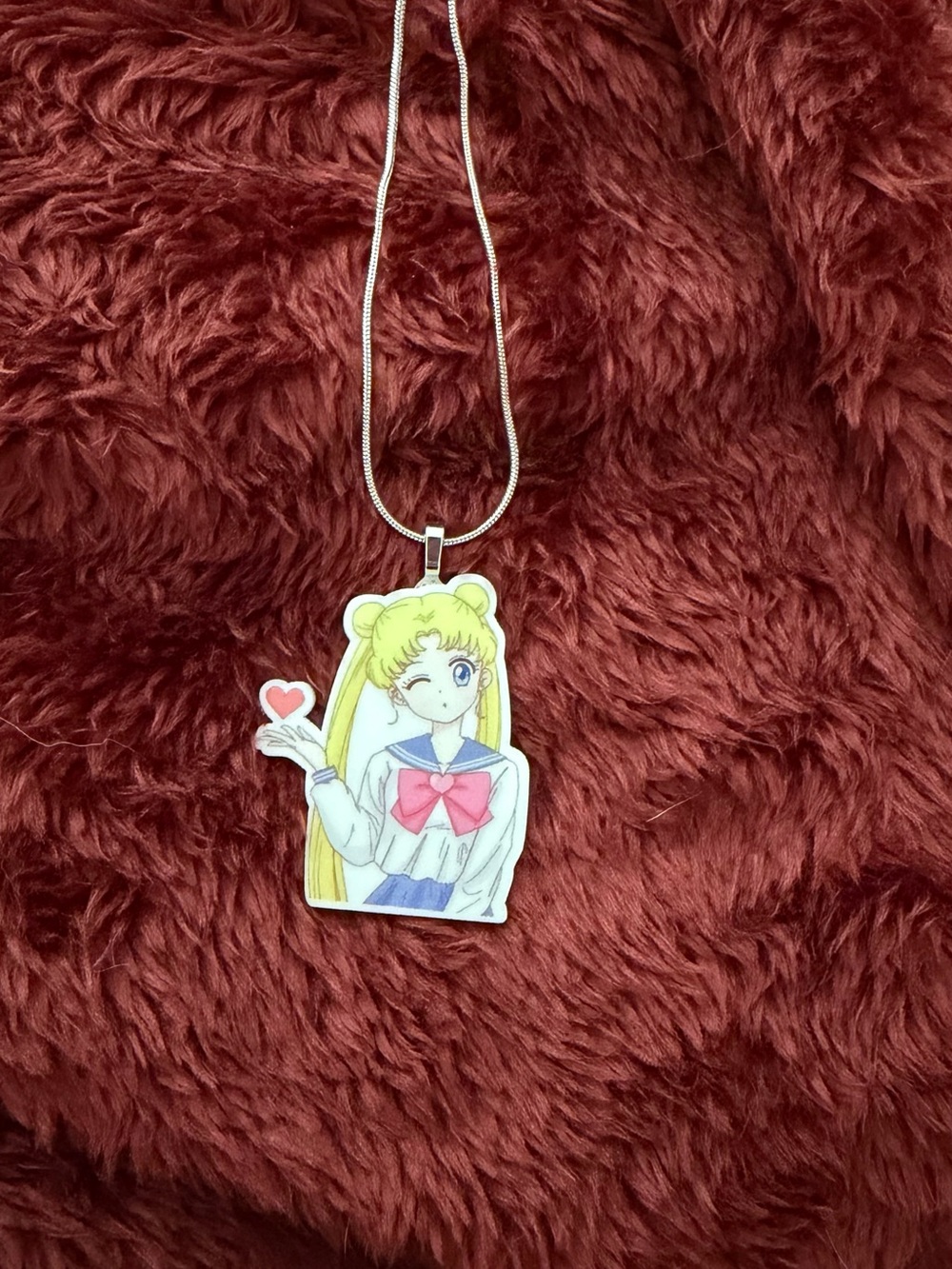 Sailor Girl Heart Pendant Necklace in Yellow and Pink